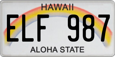 HI license plate ELF987
