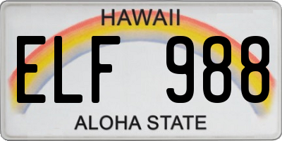 HI license plate ELF988