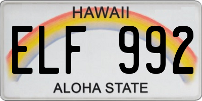 HI license plate ELF992