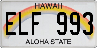 HI license plate ELF993
