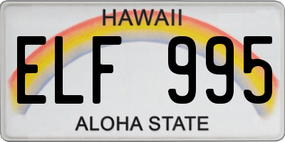 HI license plate ELF995