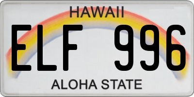 HI license plate ELF996