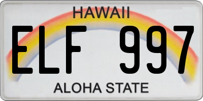 HI license plate ELF997