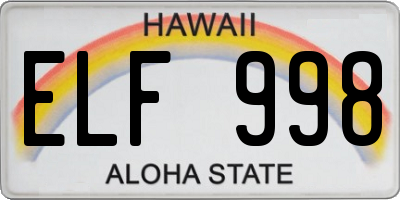 HI license plate ELF998