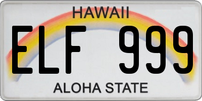 HI license plate ELF999