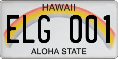 HI license plate ELG001