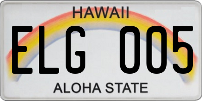 HI license plate ELG005