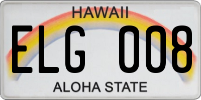HI license plate ELG008