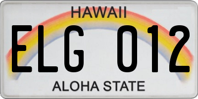HI license plate ELG012