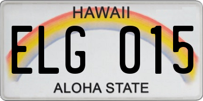 HI license plate ELG015