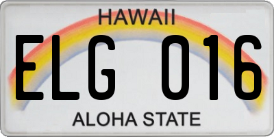 HI license plate ELG016