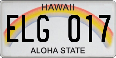 HI license plate ELG017