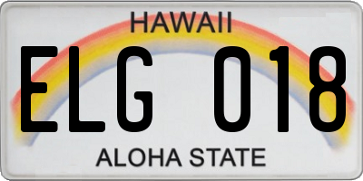 HI license plate ELG018