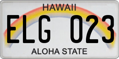 HI license plate ELG023
