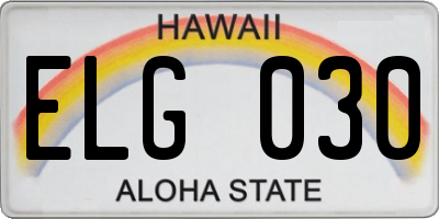 HI license plate ELG030