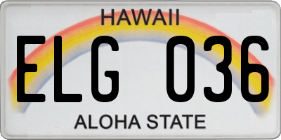 HI license plate ELG036