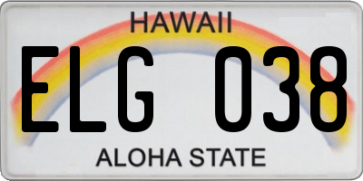 HI license plate ELG038