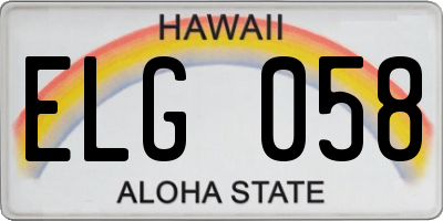 HI license plate ELG058