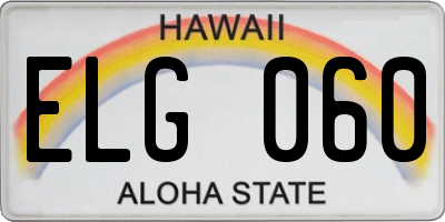 HI license plate ELG060