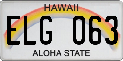 HI license plate ELG063