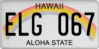 HI license plate ELG067