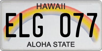 HI license plate ELG077