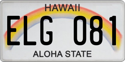 HI license plate ELG081