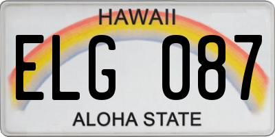 HI license plate ELG087