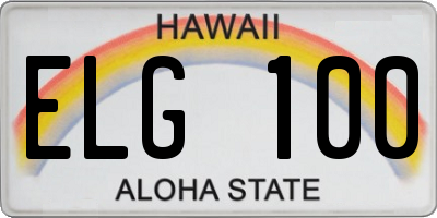 HI license plate ELG100