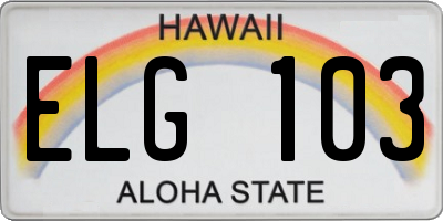 HI license plate ELG103
