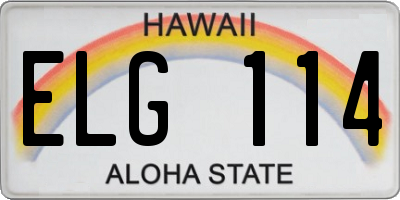 HI license plate ELG114