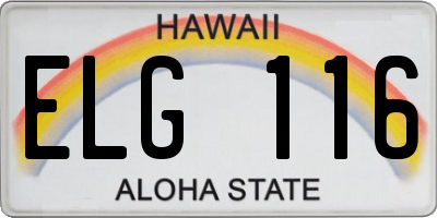 HI license plate ELG116
