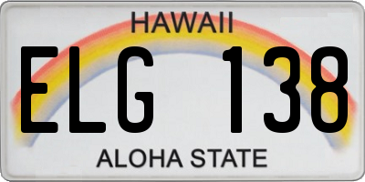 HI license plate ELG138