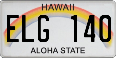 HI license plate ELG140