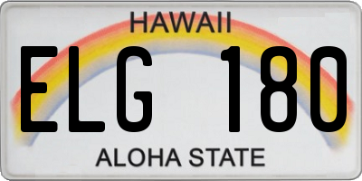 HI license plate ELG180
