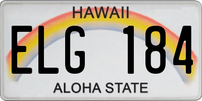 HI license plate ELG184