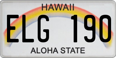 HI license plate ELG190