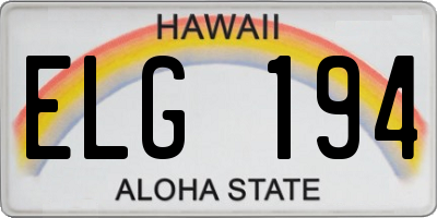 HI license plate ELG194