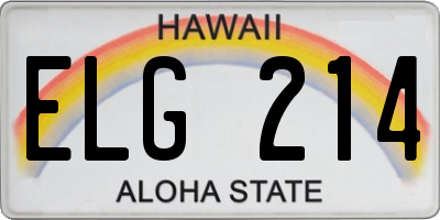 HI license plate ELG214