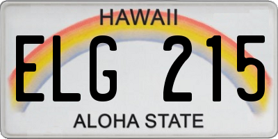 HI license plate ELG215