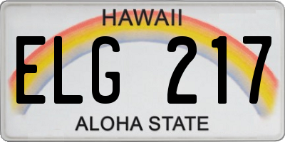HI license plate ELG217
