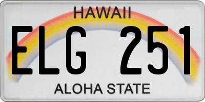 HI license plate ELG251