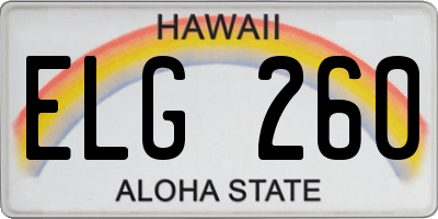 HI license plate ELG260