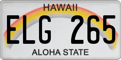 HI license plate ELG265