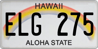 HI license plate ELG275