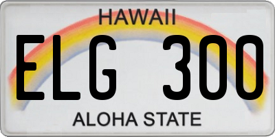 HI license plate ELG300