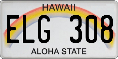 HI license plate ELG308