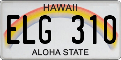 HI license plate ELG310