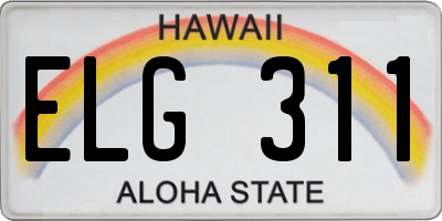 HI license plate ELG311