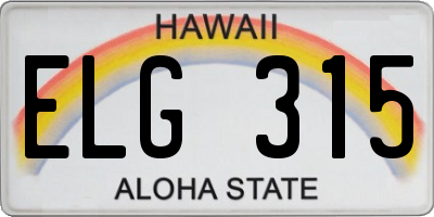 HI license plate ELG315